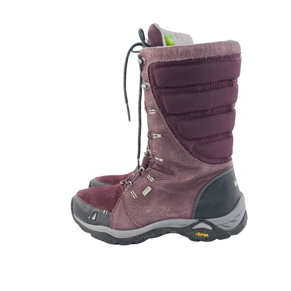 Ahnu, Solid Round Toe Winter Hiking Boots Snow Boots, Women's, Size 8, Burgundy.